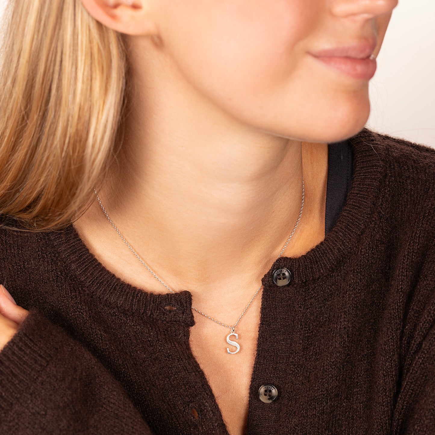 S Initial Letter Necklace - Silver