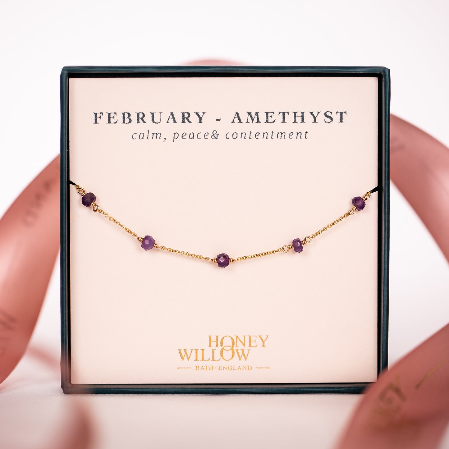 February Birthstone Satellite Necklace - Amethyst - Silver & Gold