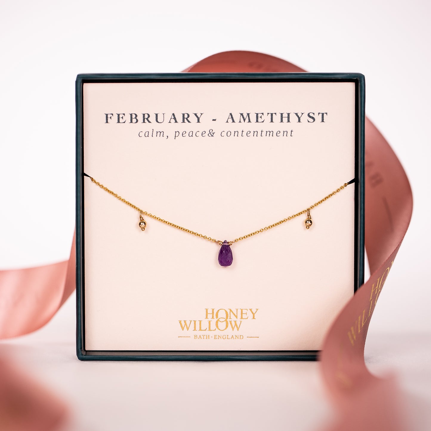 February Birthstone Briolette Choker Necklace - Amethyst - Silver & Gold