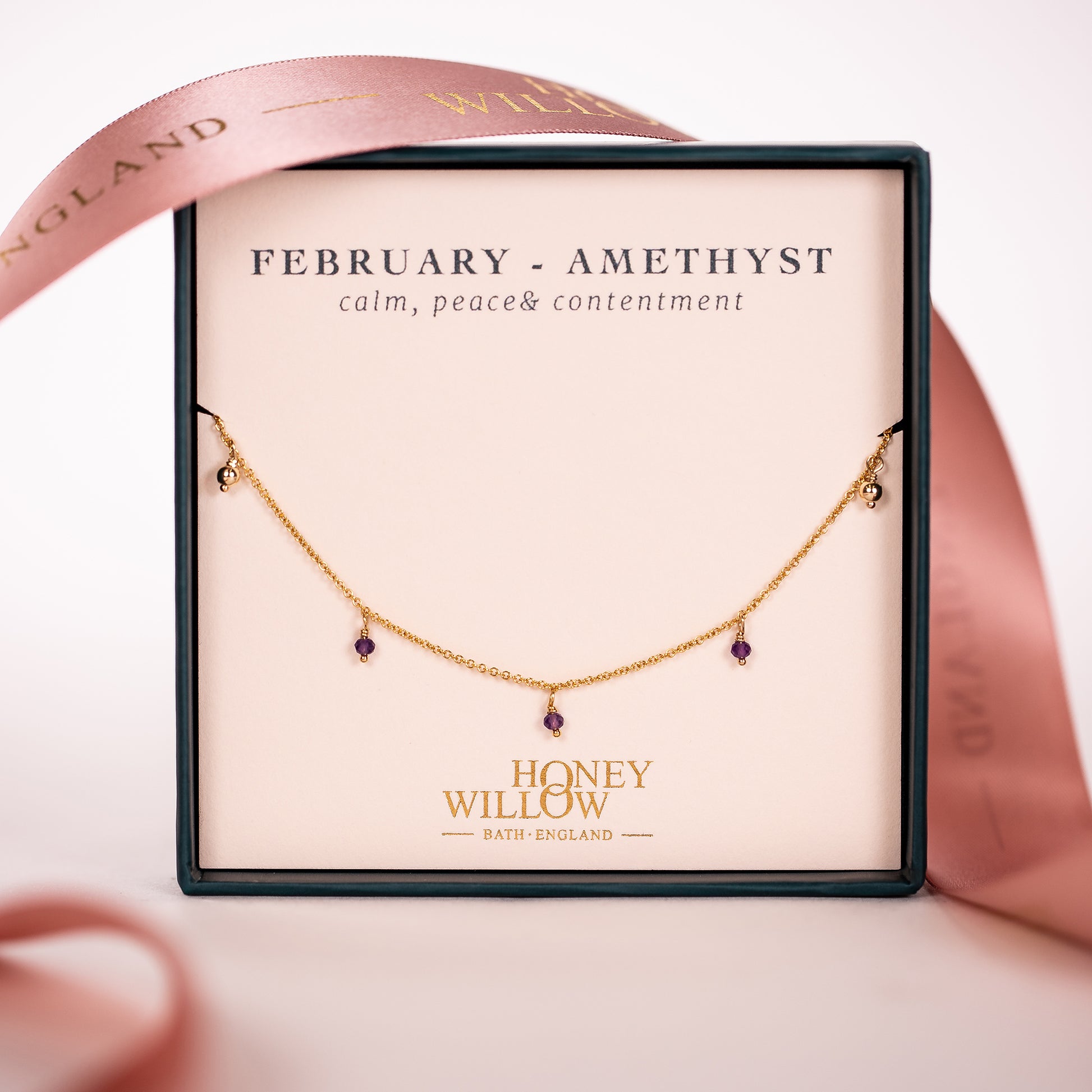 February Birthstone Trio Choker Necklace - Amethyst - Silver & Gold