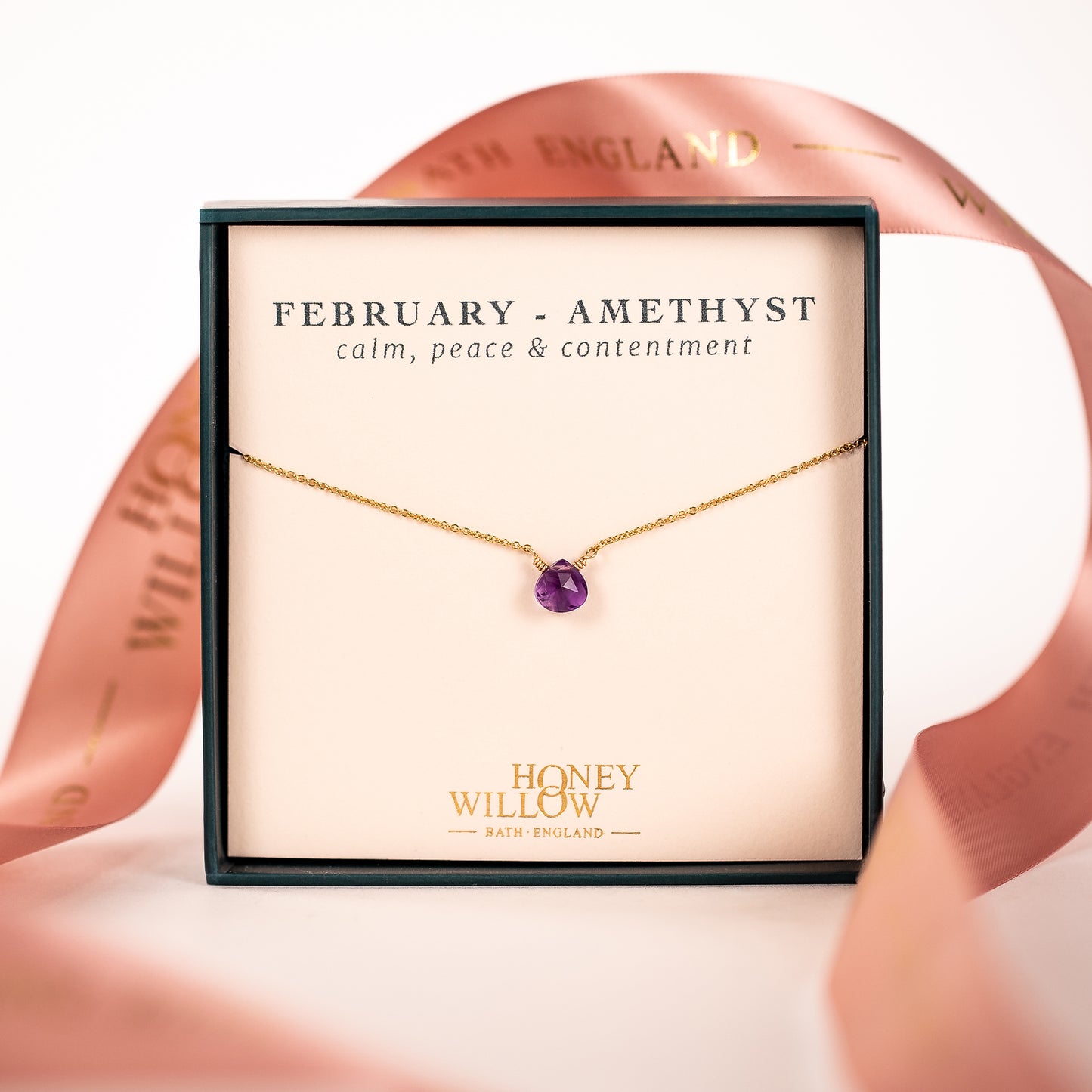 Dainty February Birthstone Necklace - Amethyst - Silver & Gold