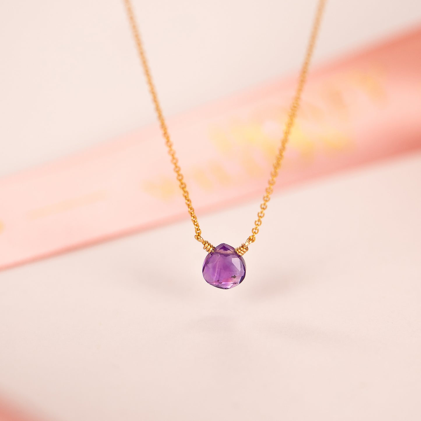 Dainty February Birthstone Necklace - Amethyst - Silver & Gold