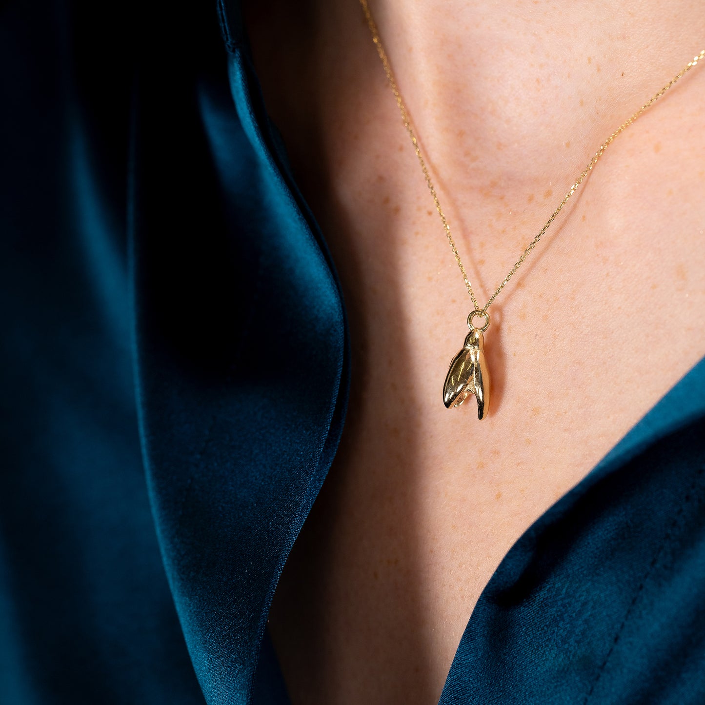 January Birth Flower Necklace - Snowdrop - 9kt Gold