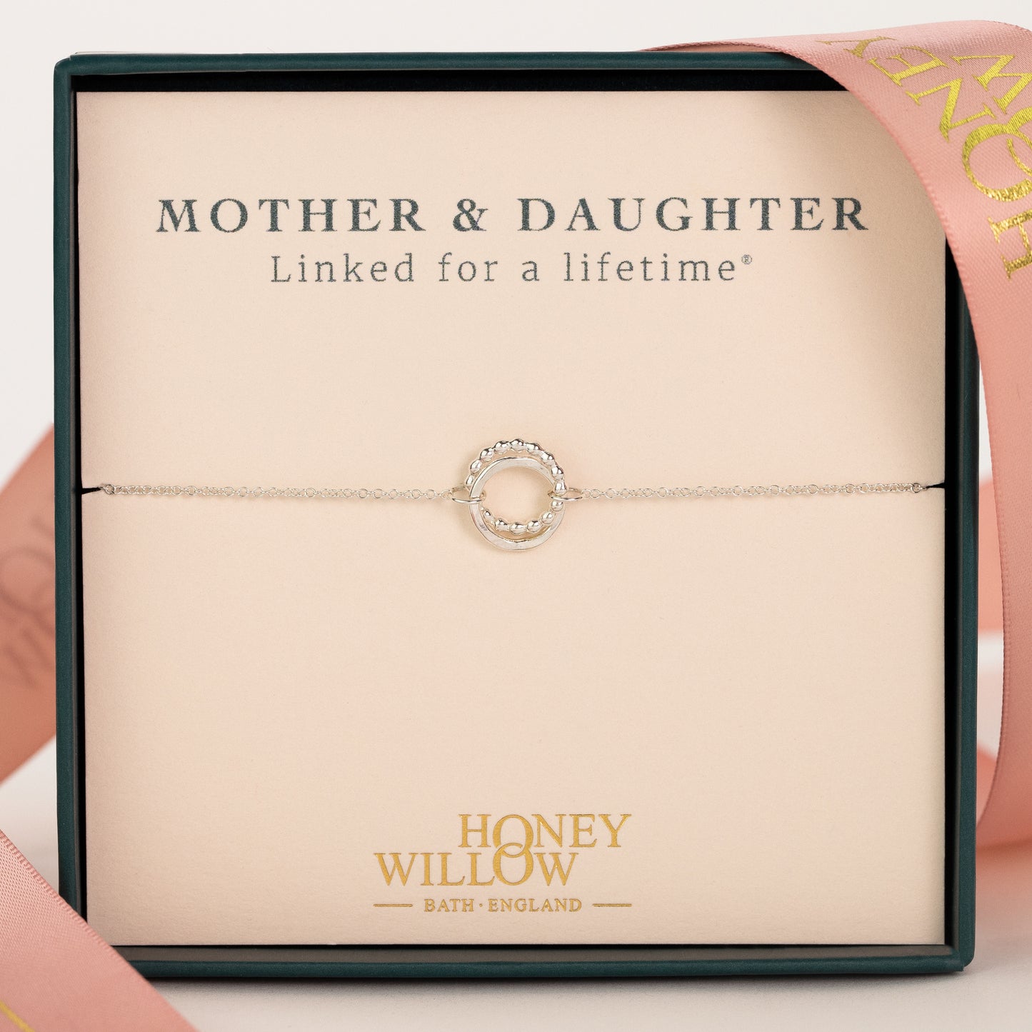 Mother & Daughter Bracelet - Love Knot - Linked for a Lifetime -Silver