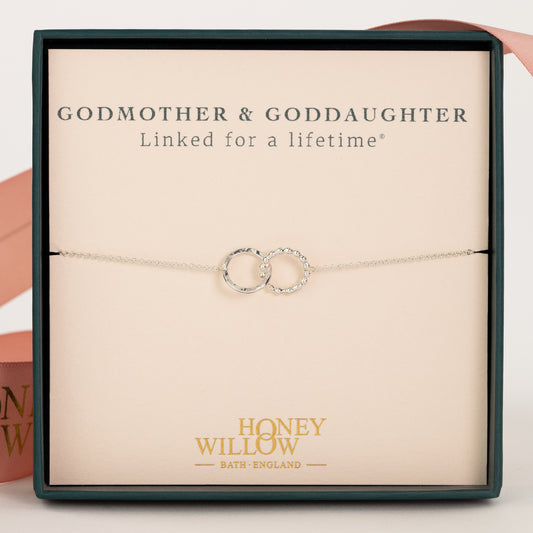 Godmother & Goddaughter Bracelet - Love Link - Linked for a Lifetime - Silver