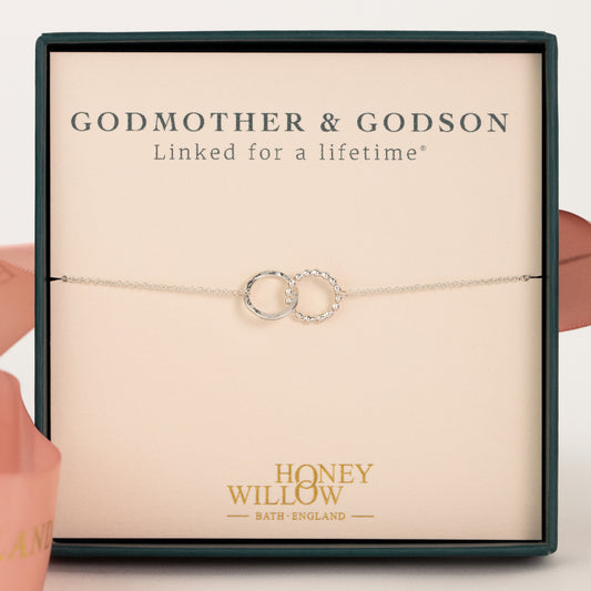 Gift for Godmother from Godson - Love Link Bracelet - Linked for a Lifetime - Silver