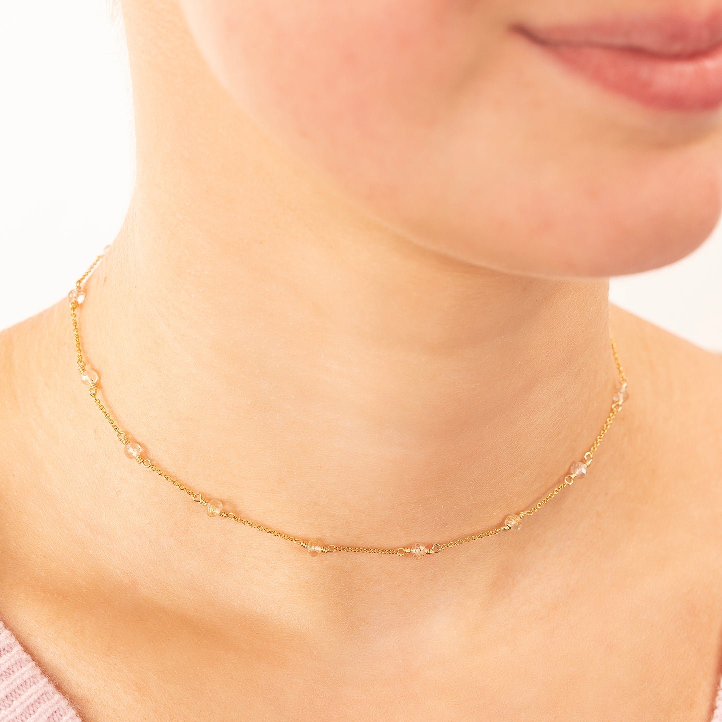 Scapolite Satellite Necklace - Independence - Silver & Gold