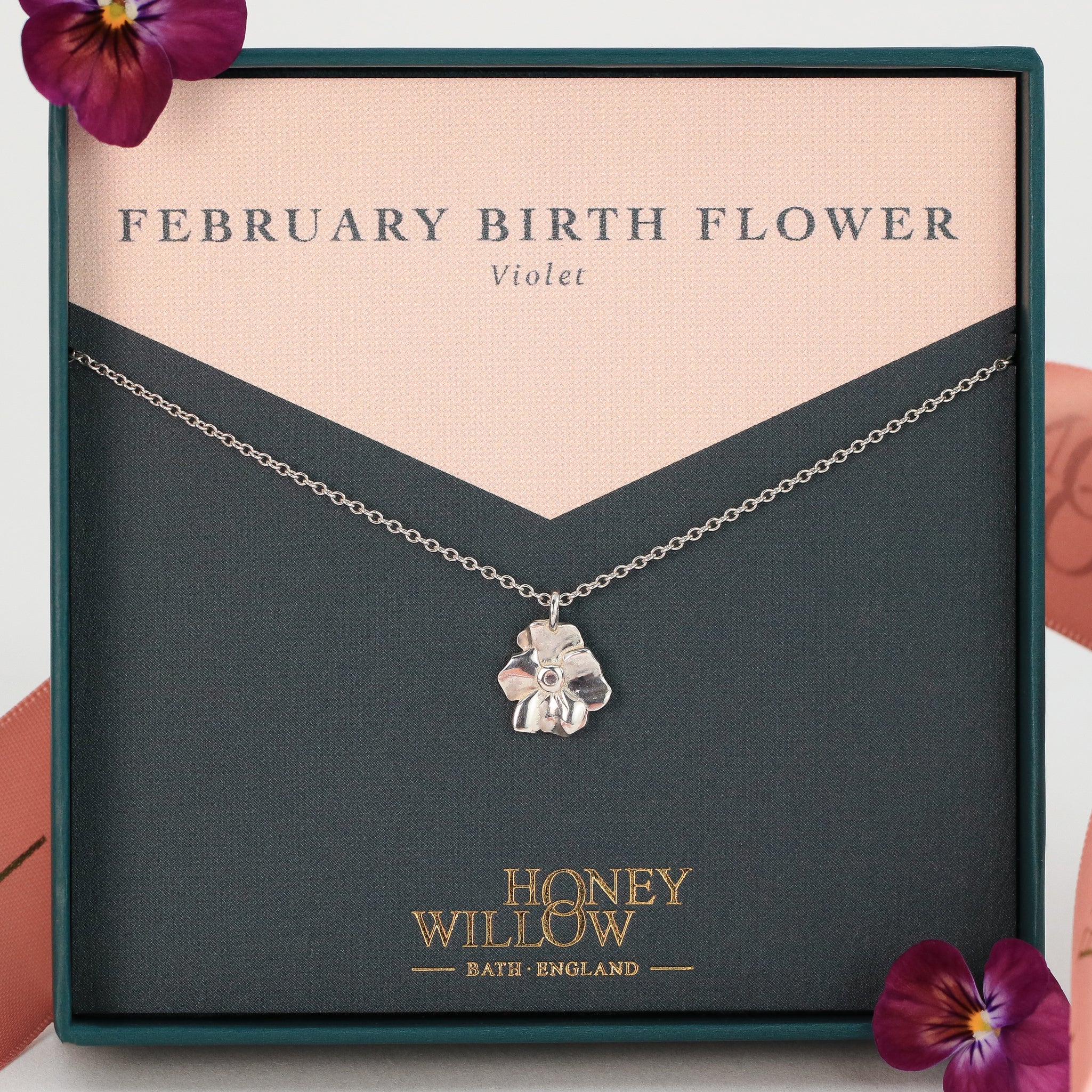 February Birth Flower Necklace - Iris | Bits And Pieces
