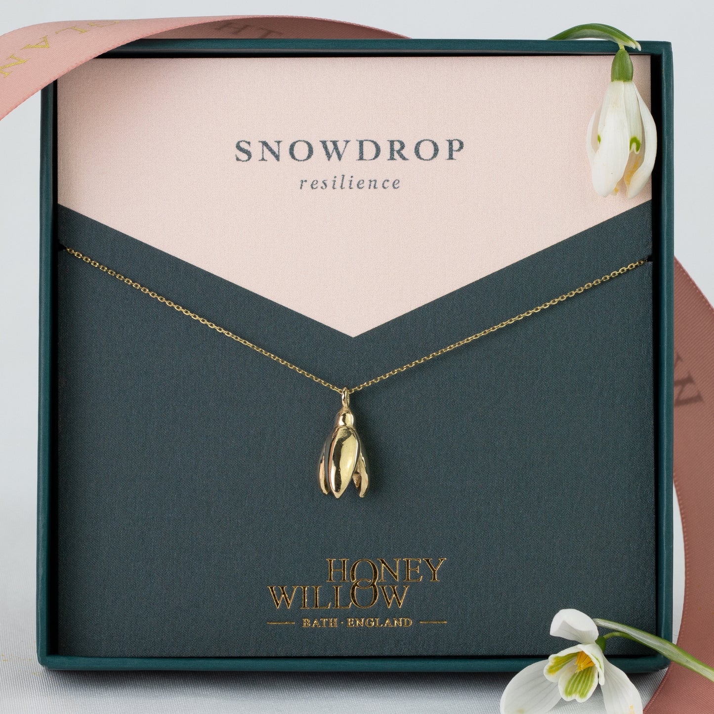 Snowdrop Flower Necklace - Resilience - 9kt Gold