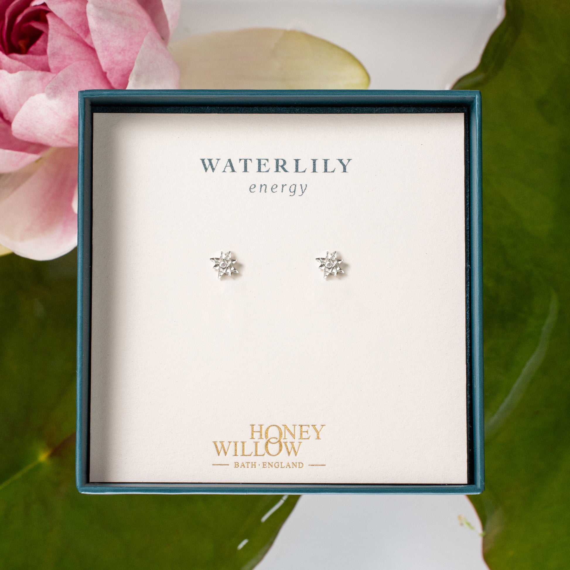 Waterlily Flower Stud Earrings - Energy - Silver