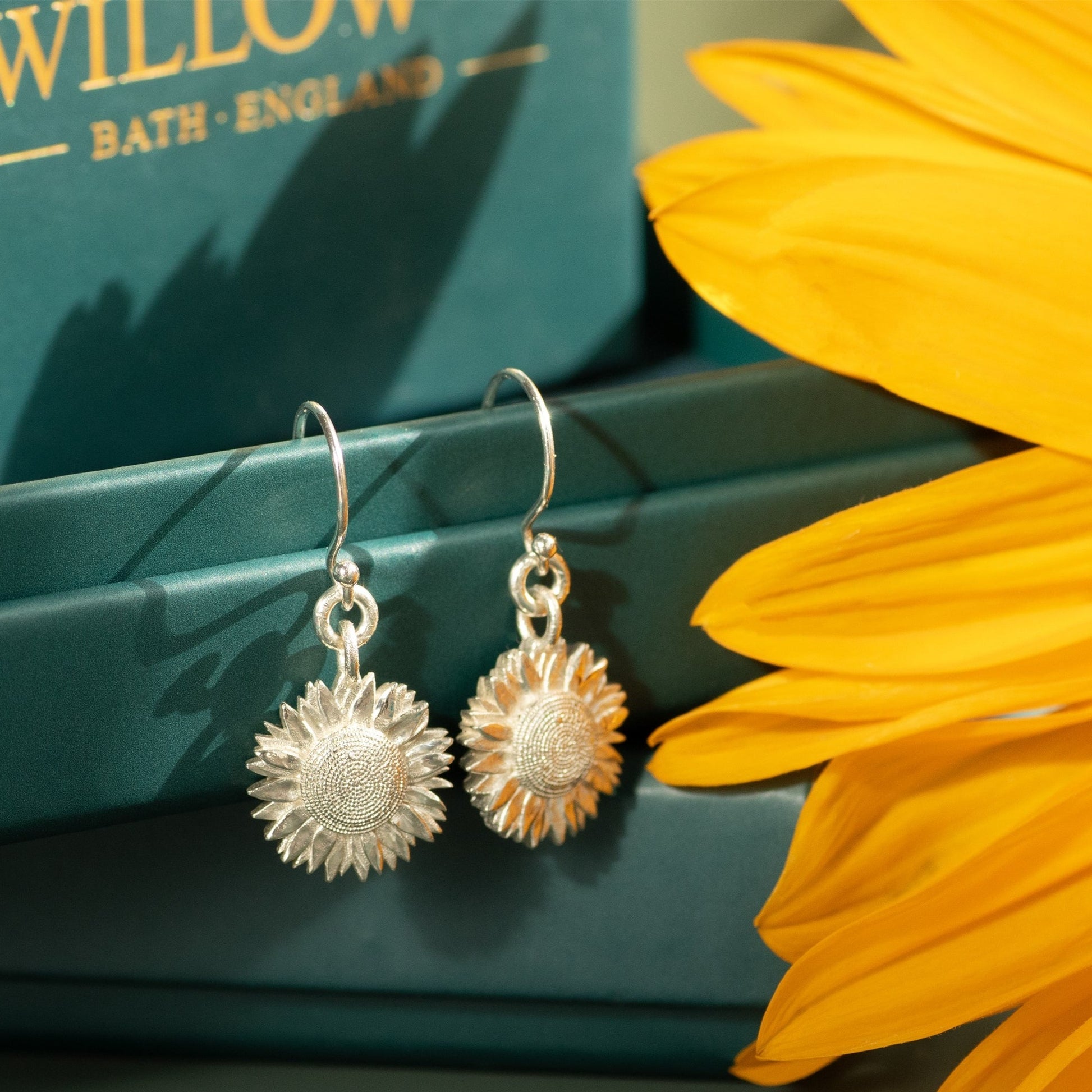 sunflower earrings silver