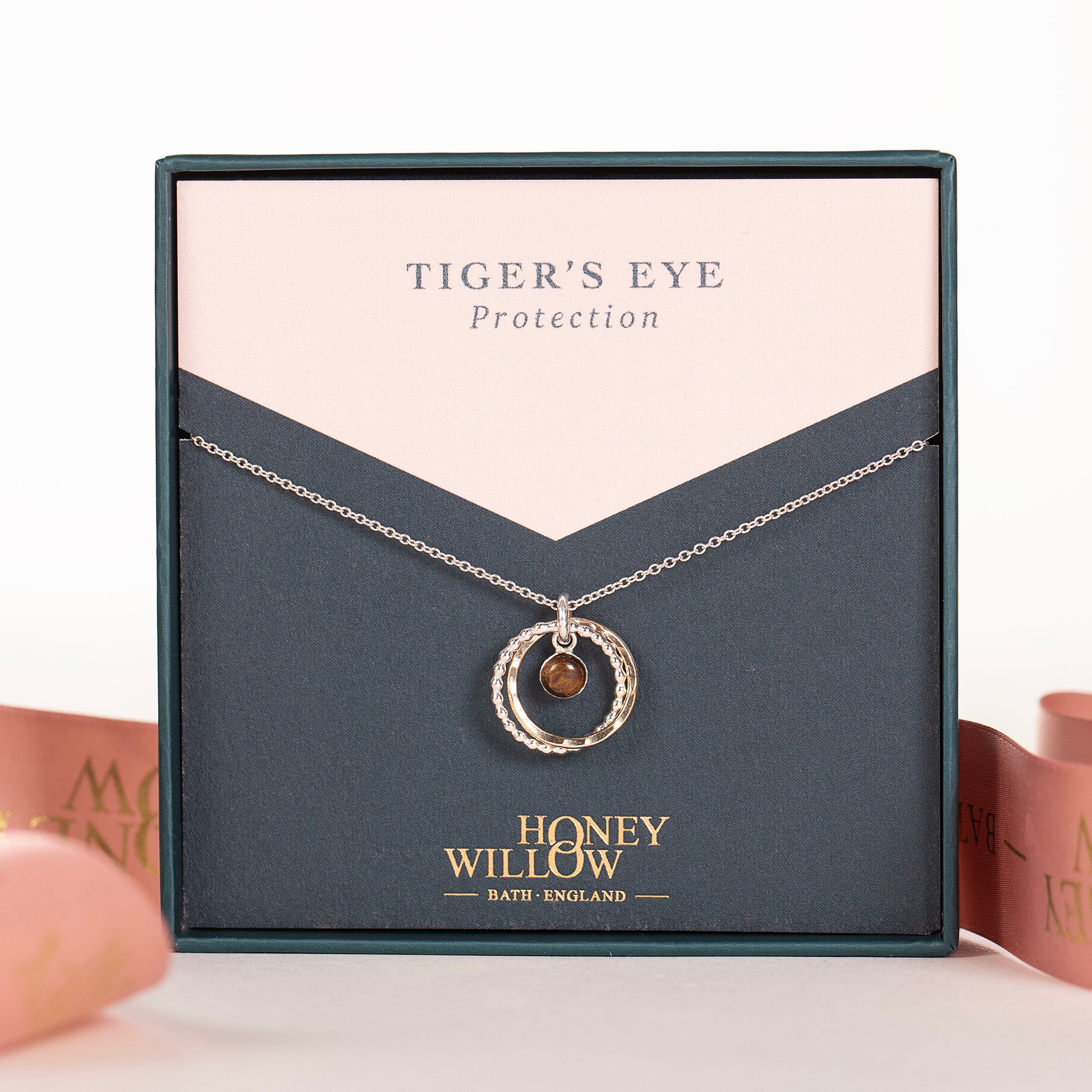 Tigers Eye Necklace - Protection - Silver & Gold