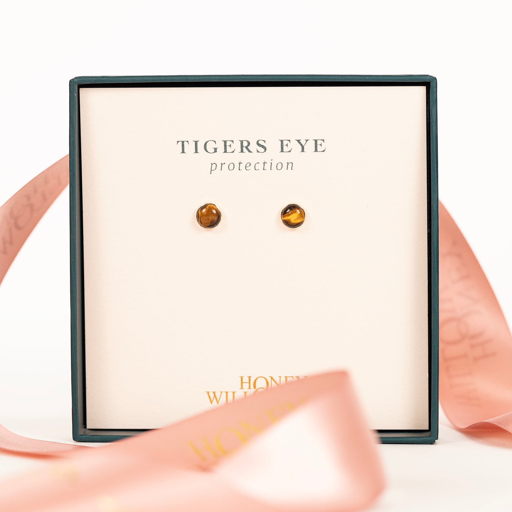 Tigers Eye Stud Earrings - Protection - Silver & Gold