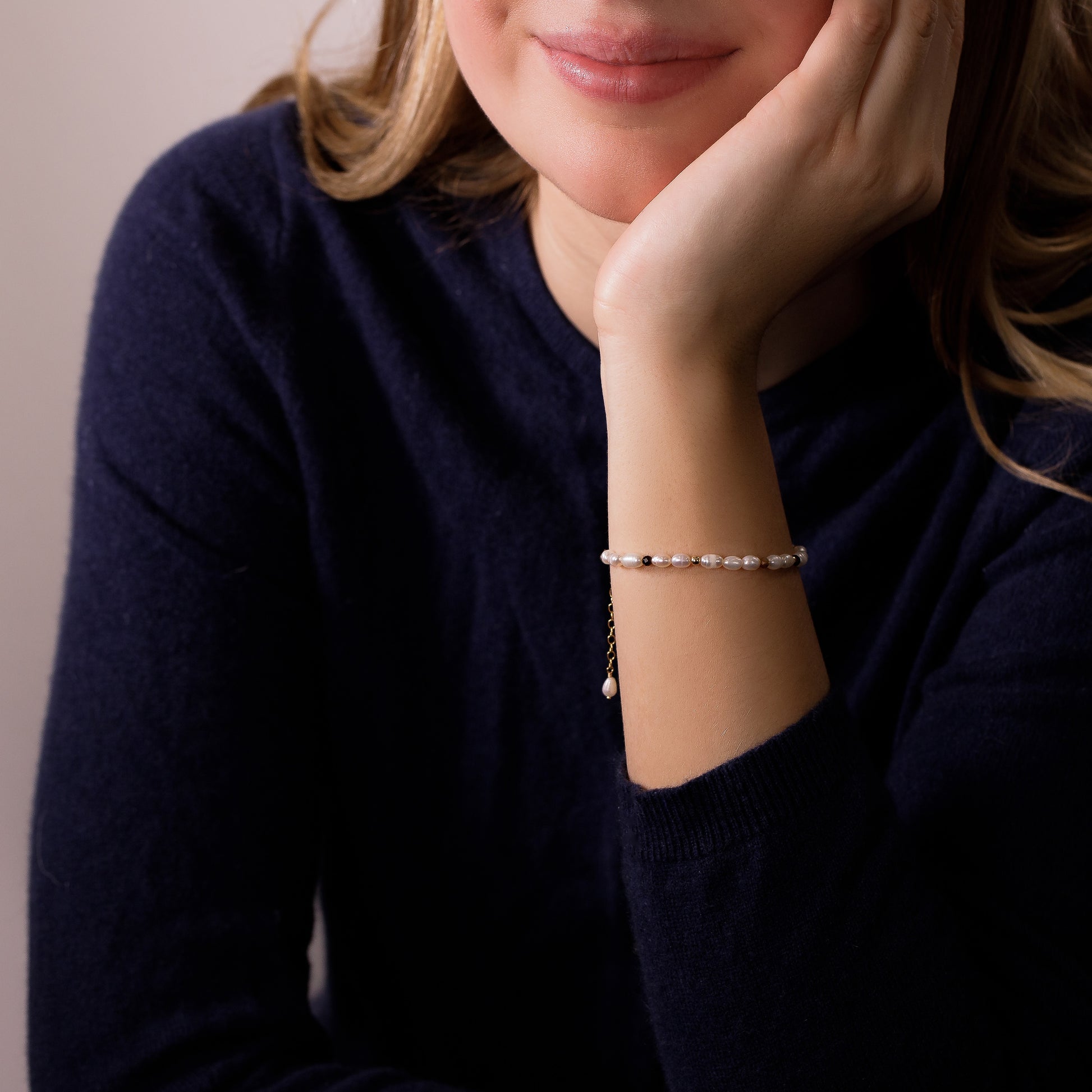 18th Birthday Gift - Pearl and Tiger's Eye Bracelet - Silver & Gold