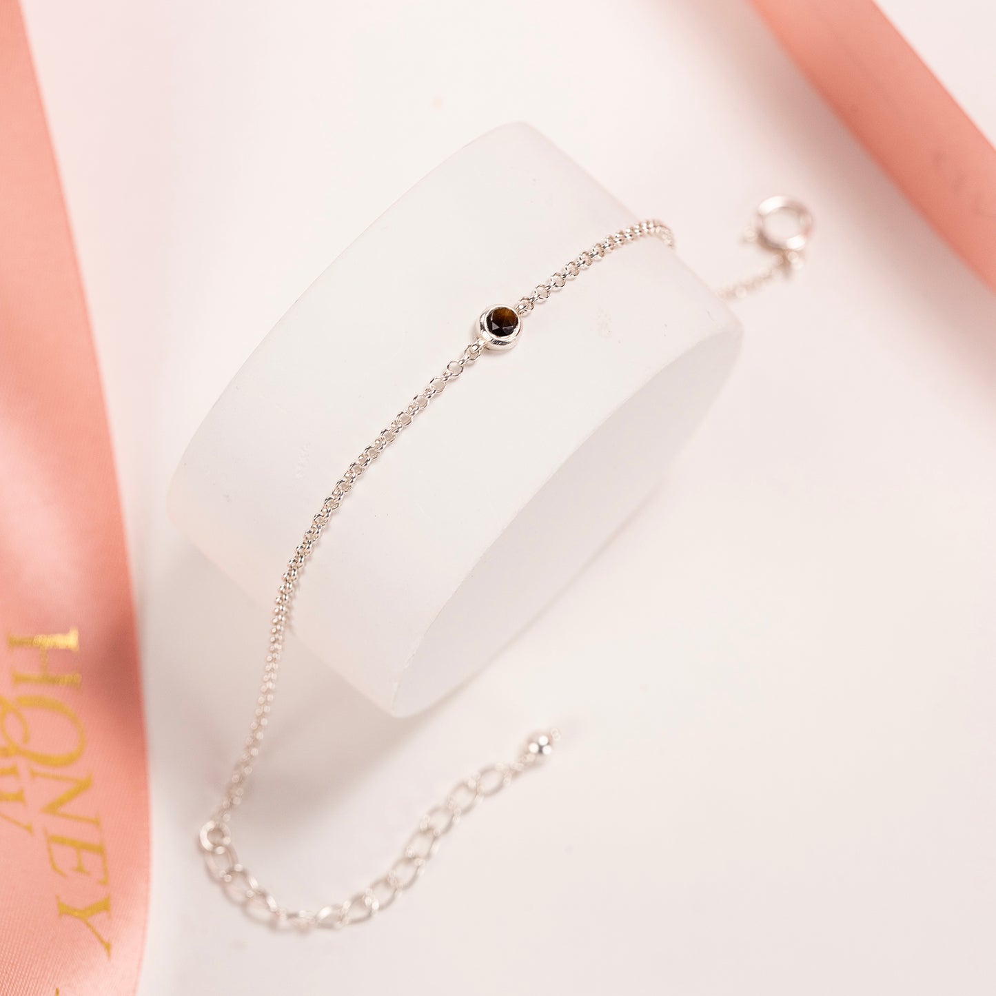 18th Birthday Gift - Single Tiger's Eye Bracelet - Silver