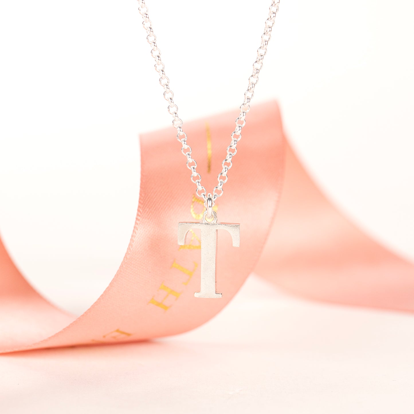 T Initial Charm Necklace - Silver