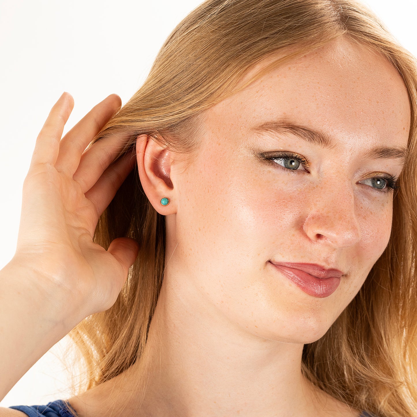 Turquoise Stud Earrings - Wellbeing - Silver & Gold