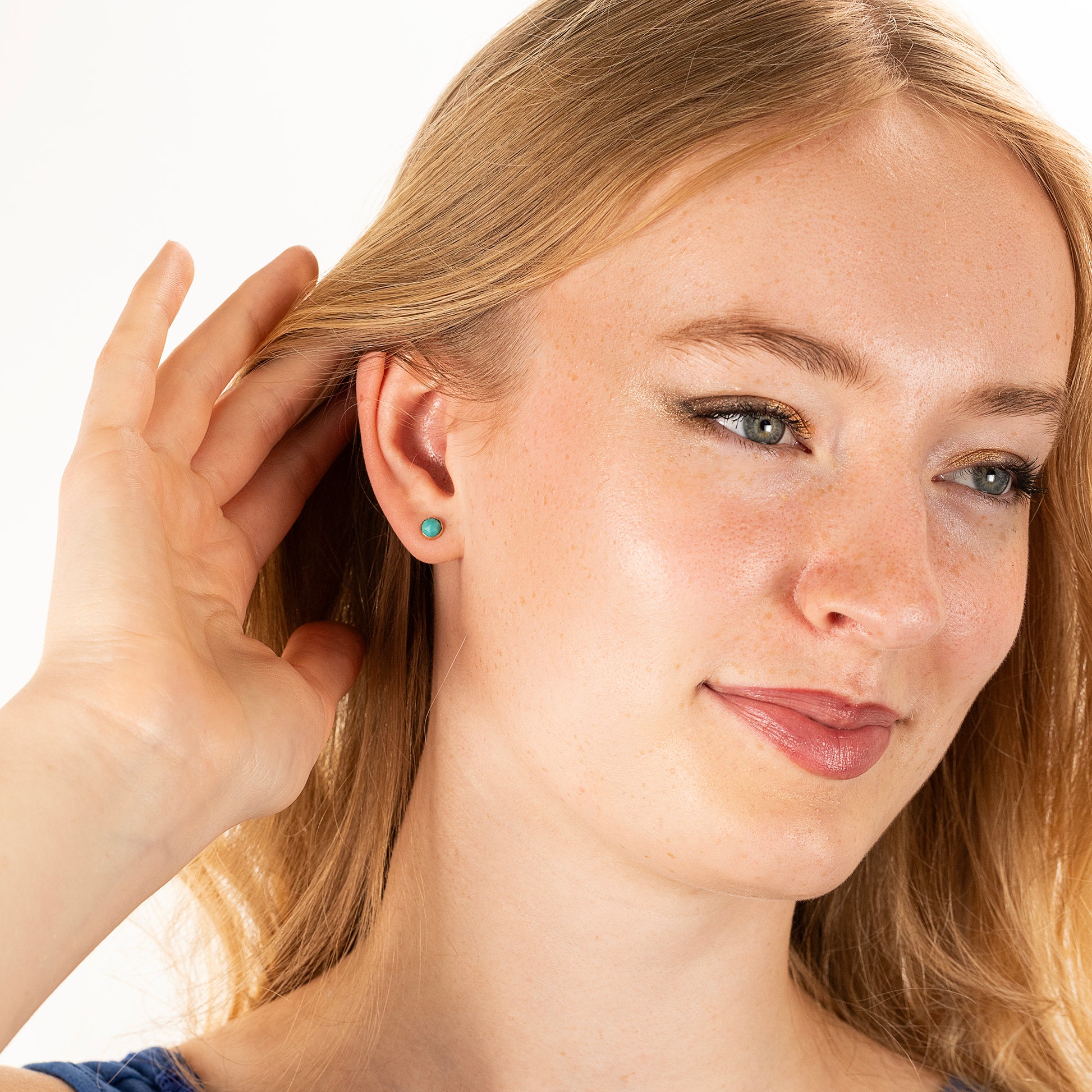 Turquoise Stud Earrings - Wellbeing - Silver & Gold