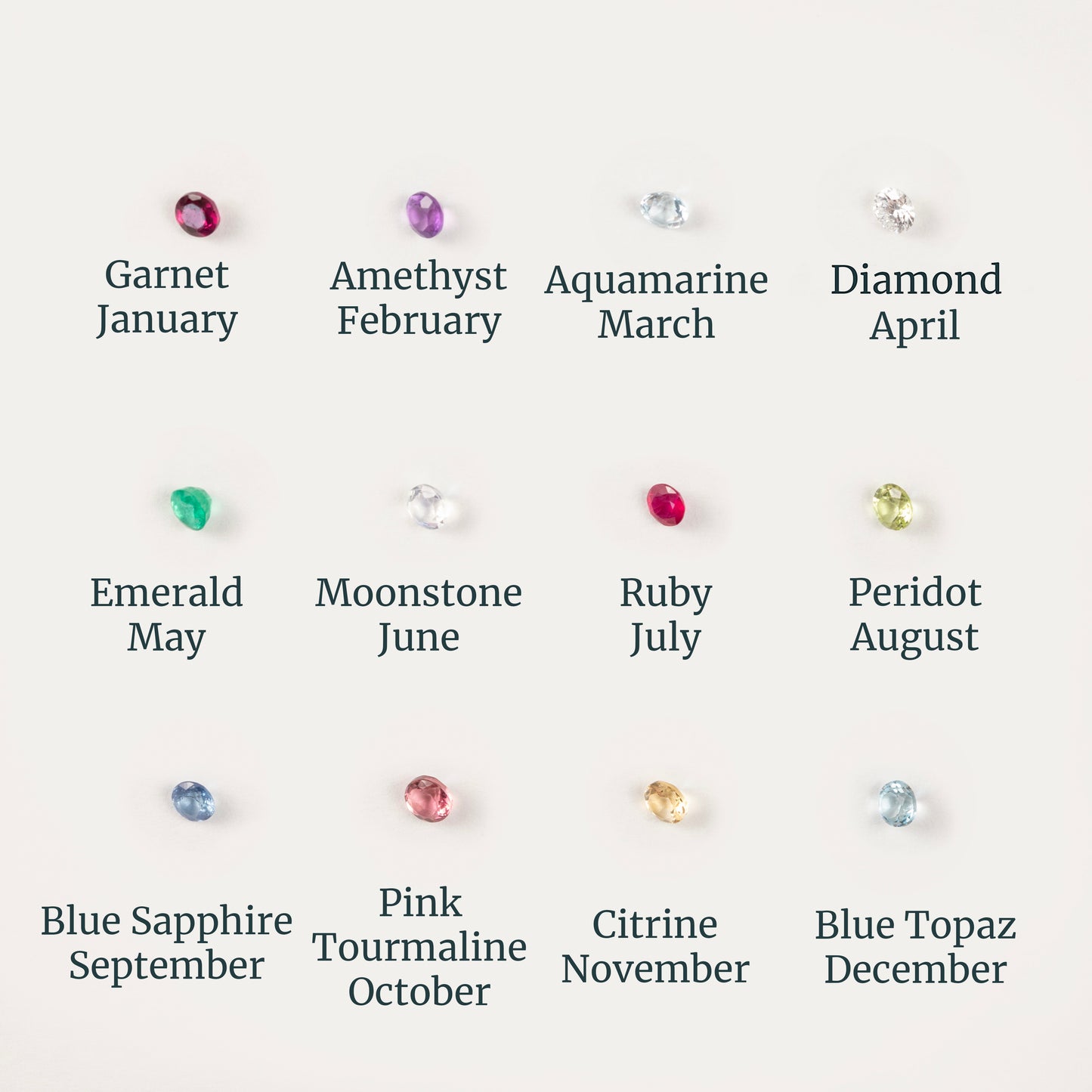 Birthstone Trio Ring - 3 Birthstones for 3 Loved Ones - Silver