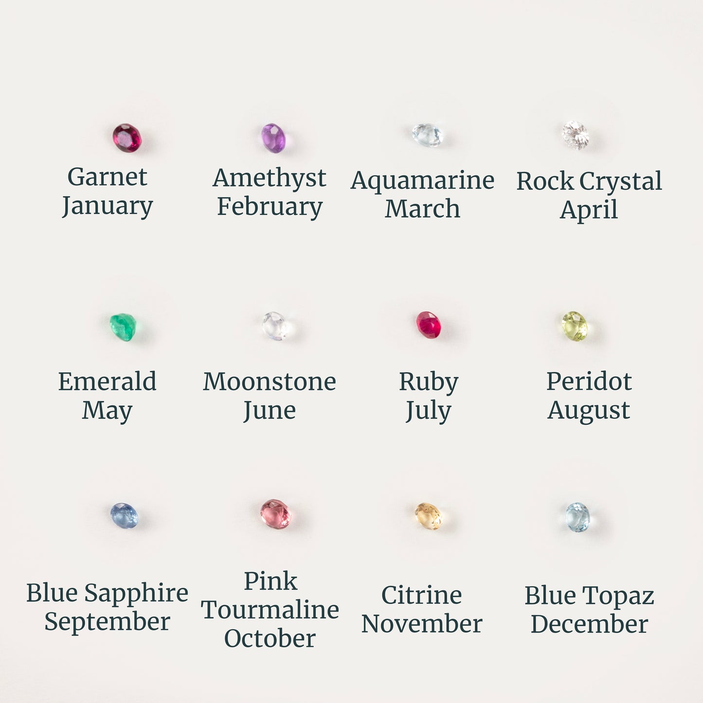 Family Birthstone Halo Necklace - 6 Birthstones for 6 Loved Ones - Silver