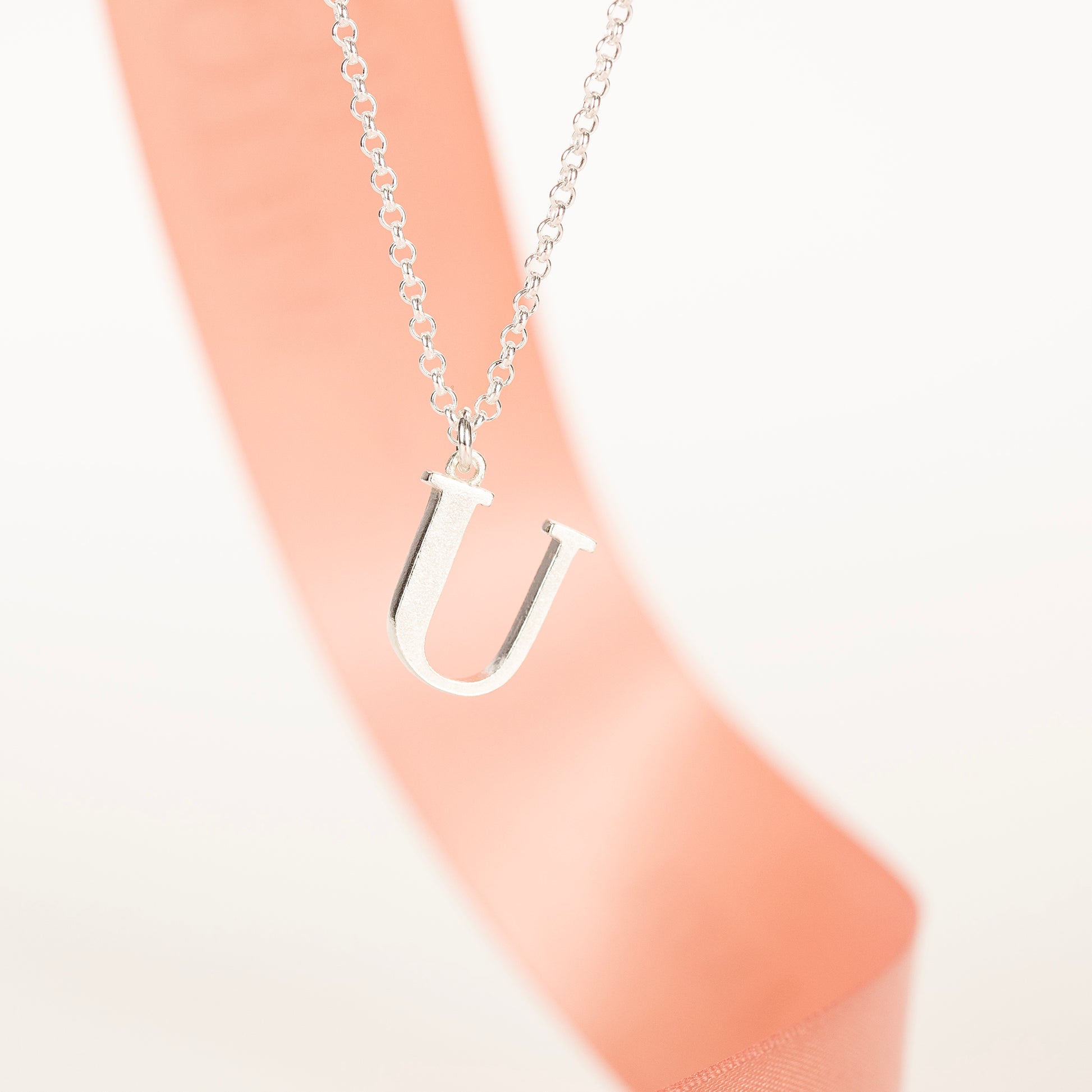 U Initial Charm Necklace - Silver