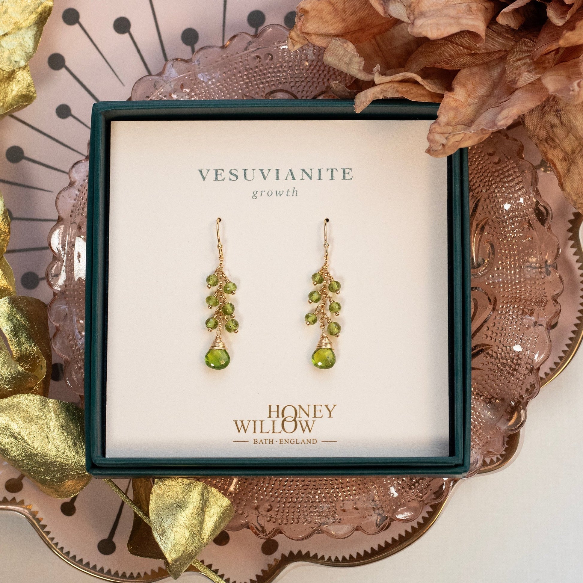 vesuvianite cluster earrings