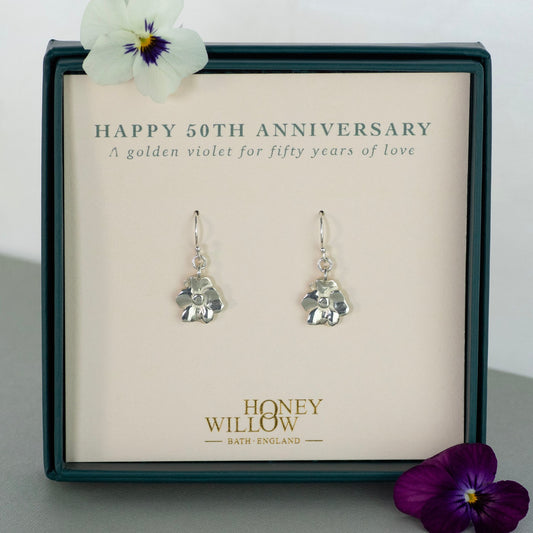 50th Anniversary Gift - Violet Earrings - Silver
