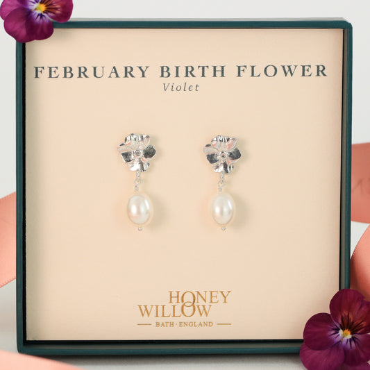 February Birth Flower Earrings