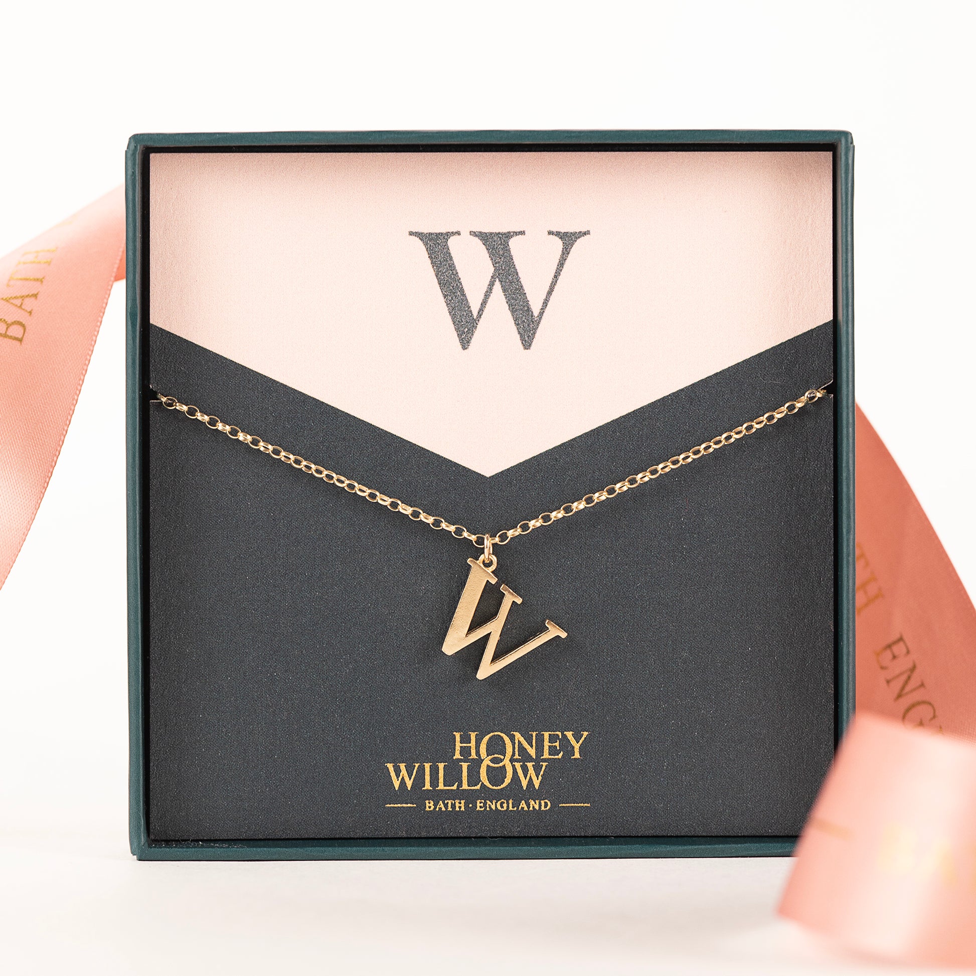 W Initial Letter Necklace - 9kt Gold