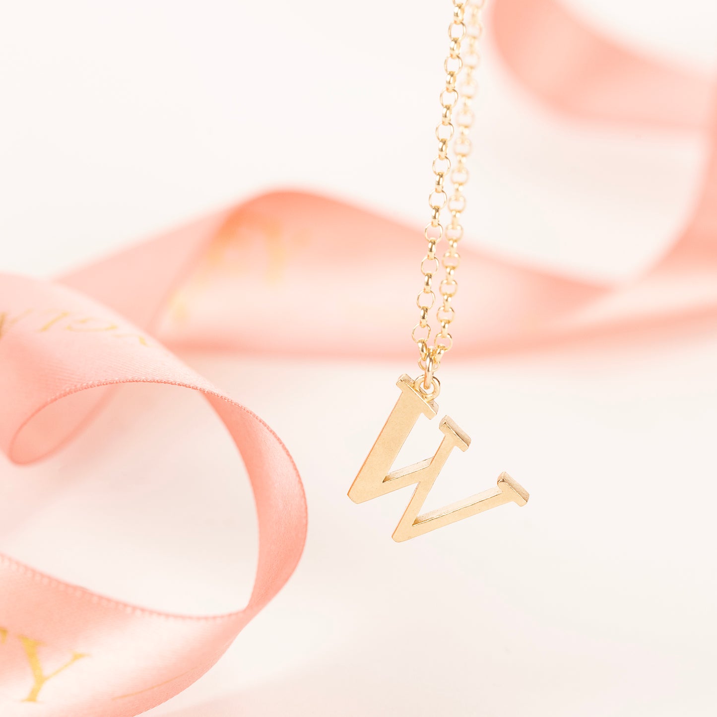 W Initial Letter Necklace - 9kt Gold