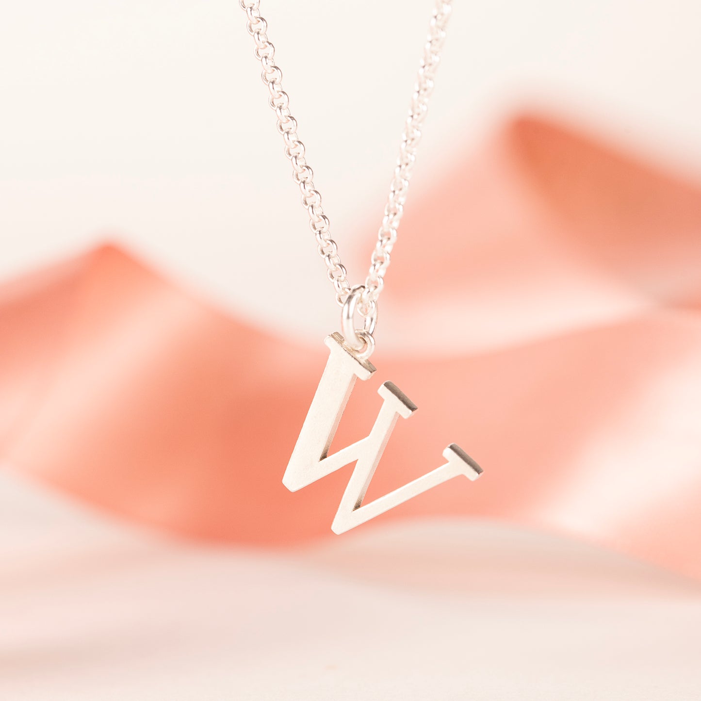W Initial Letter Necklace - Silver