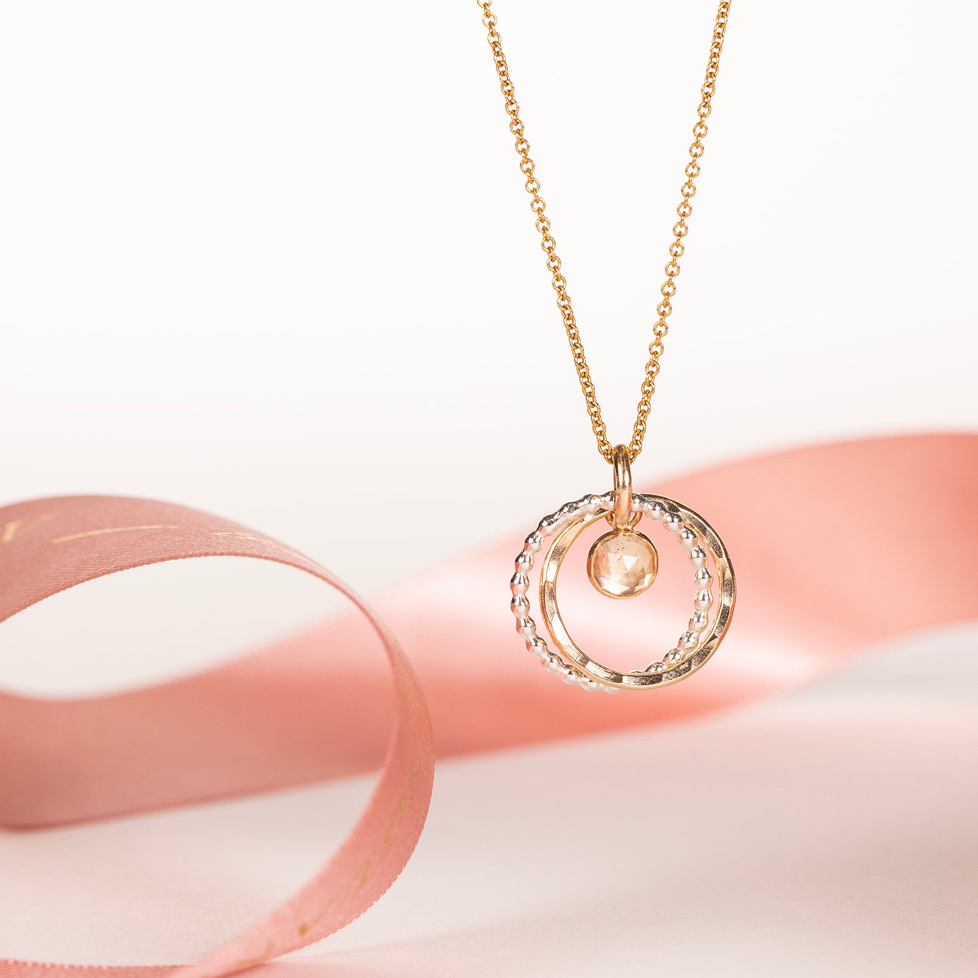 23rd Birthday Gift - White Topaz Necklace - Silver & Gold