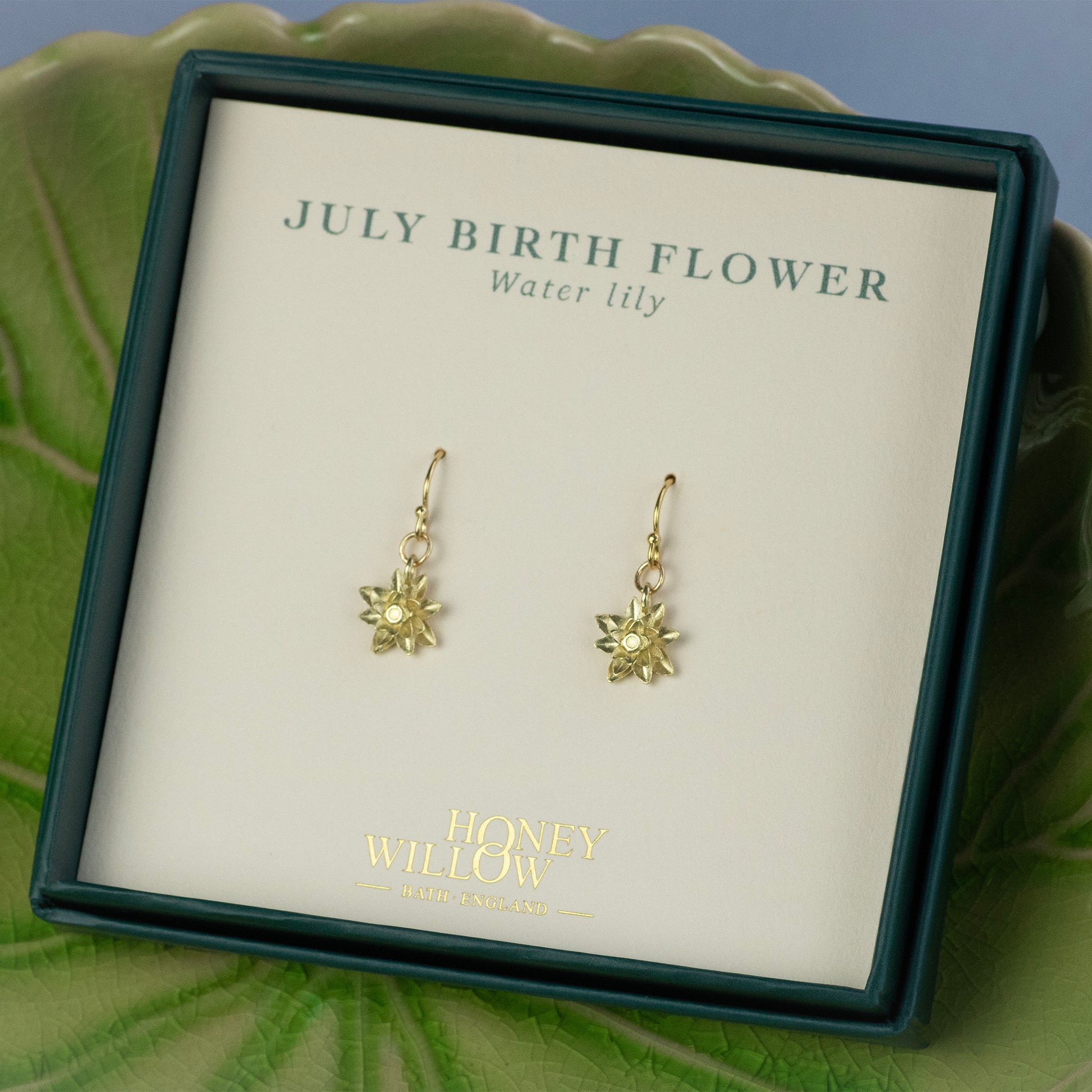 July Birth Flower Earrings - Water Lily - 9kt Gold
