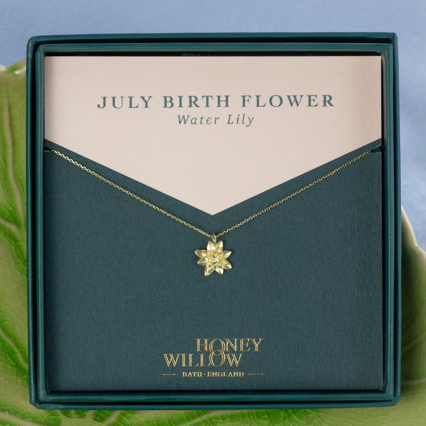 July Birth Flower Necklace - Water Lily - 9kt Gold