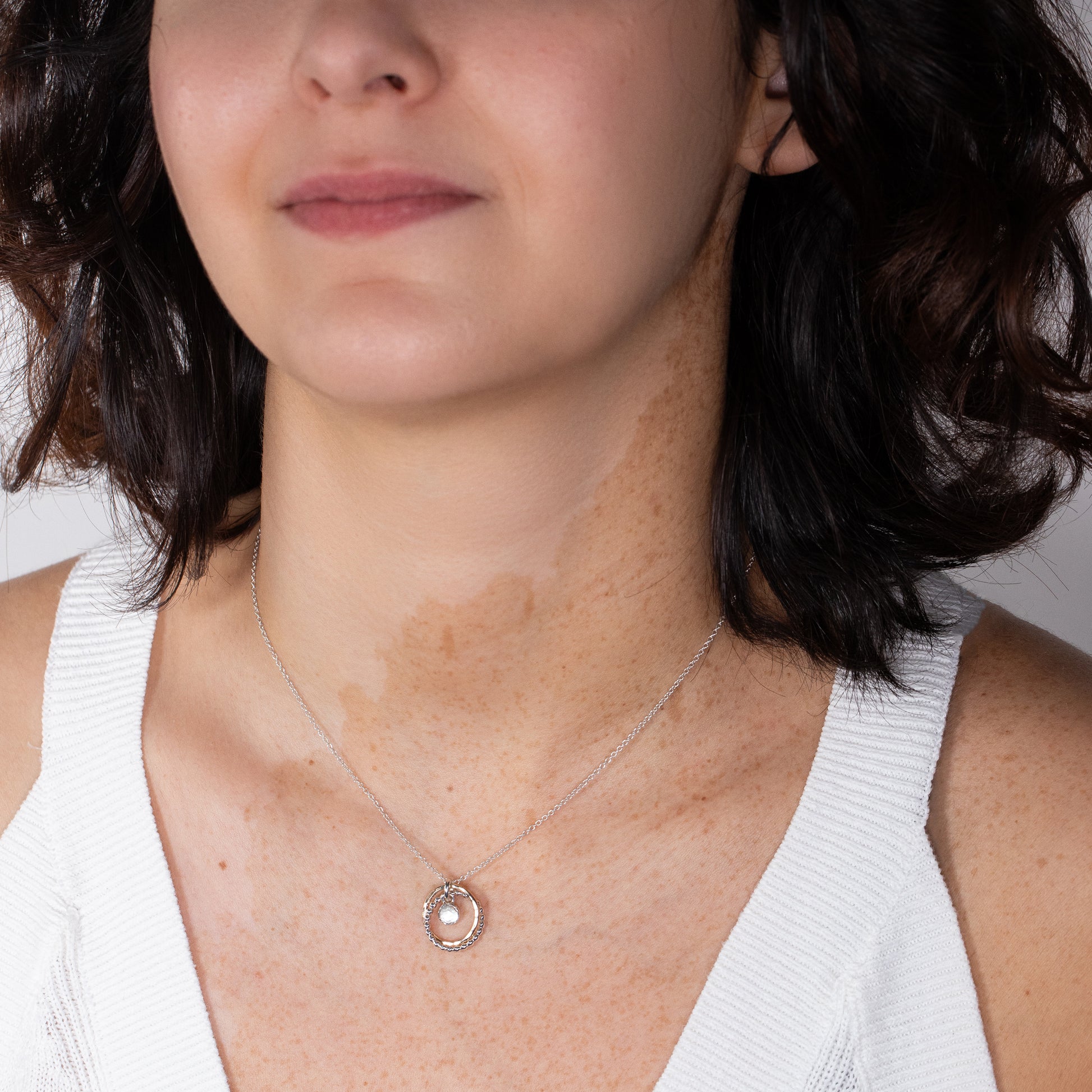 23rd Birthday Gift - White Topaz Necklace - Silver & Gold