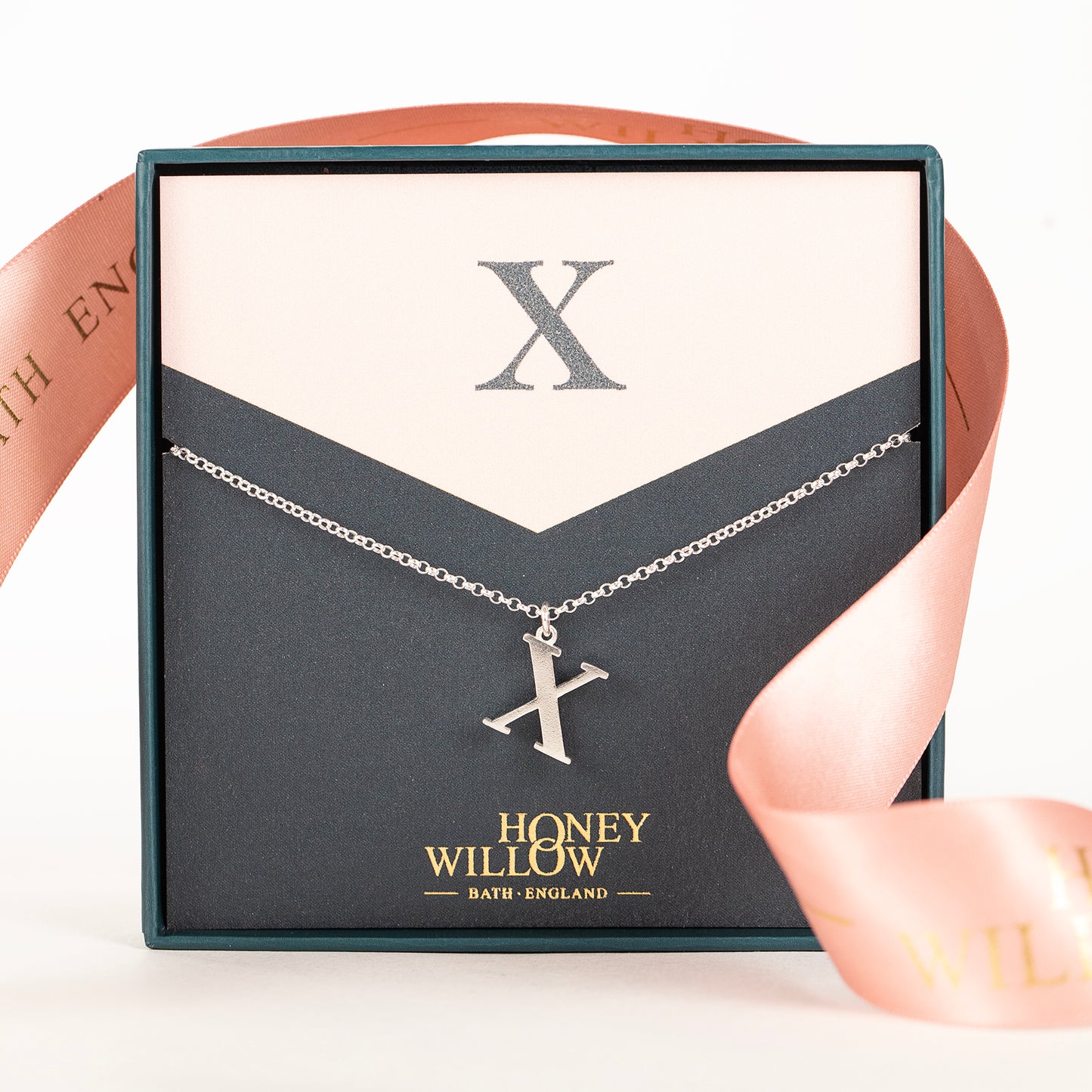 X Initial Charm Necklace - Silver
