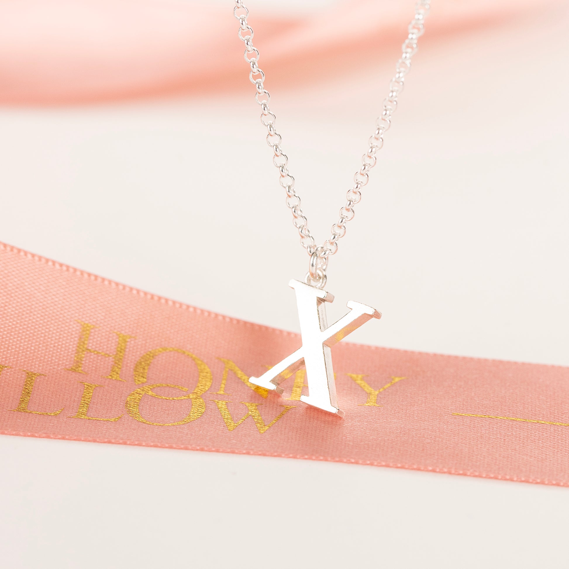 X Initial Charm Necklace - Silver