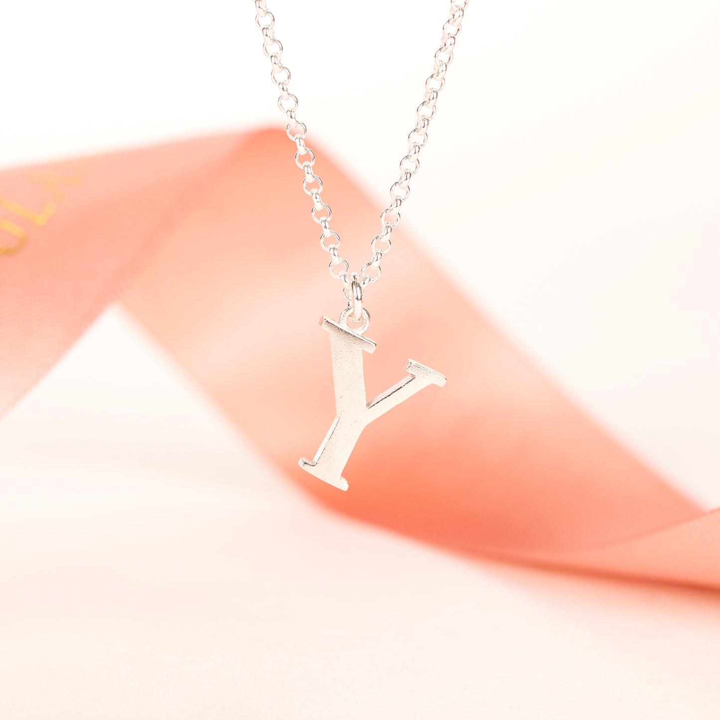 Y Initial Charm Necklace - Silver