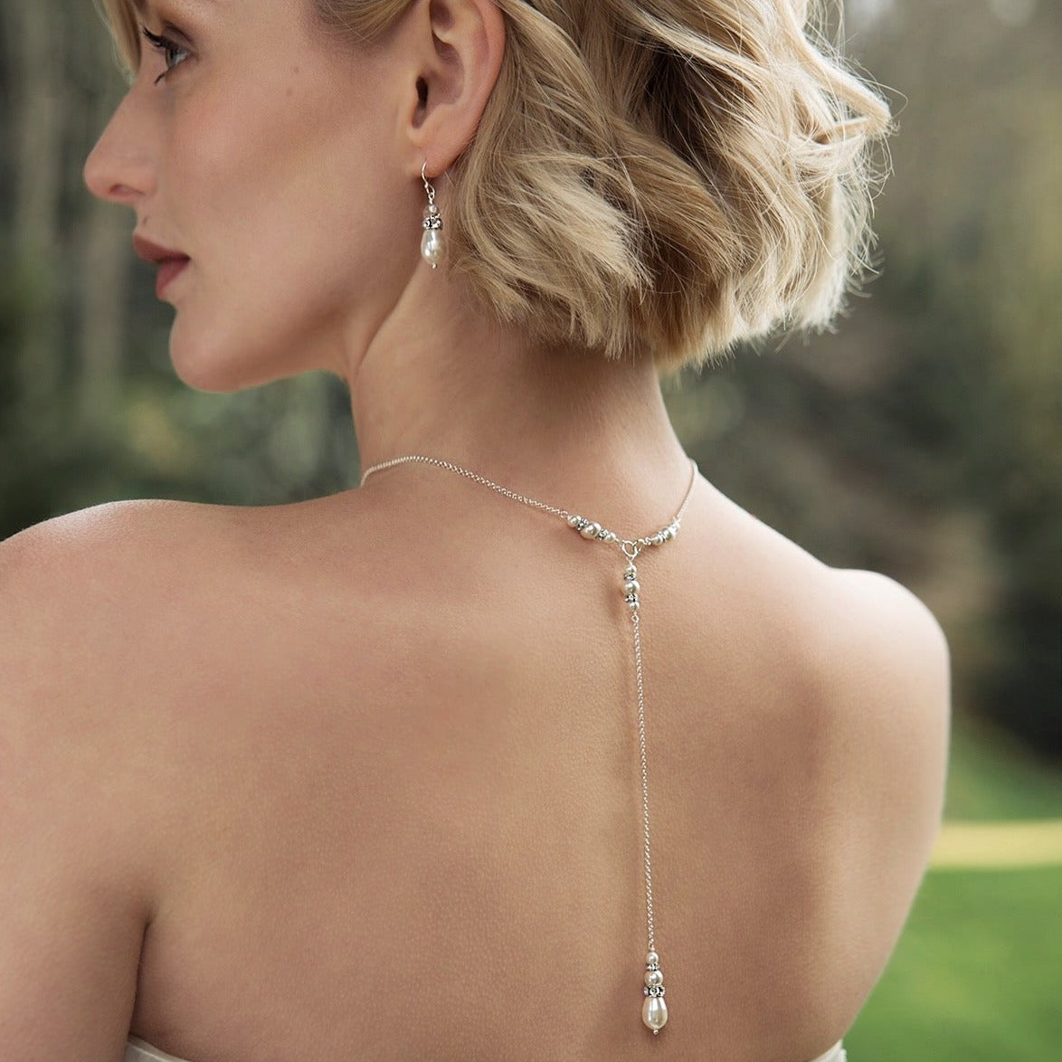 Bridal pearl drop earrings - Annika - Silver & Gold