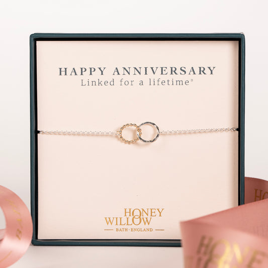 Anniversary Gift - Love Link Bracelet - 9kt Gold & Silver