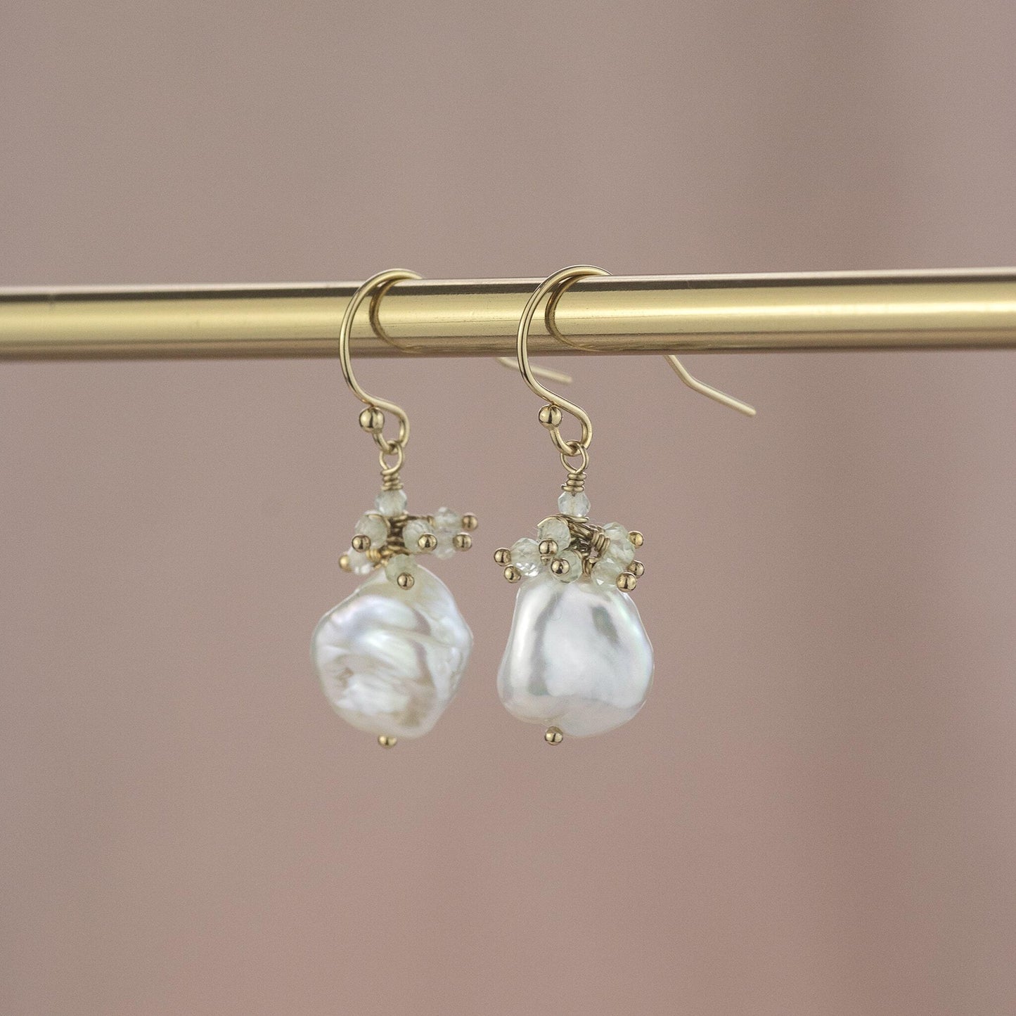 Prehnite & Pearl Earrings - Kindness, Unconditional Love & Magic