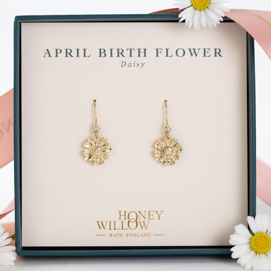 April Birth Flower Earrings - Daisy - 9kt Gold