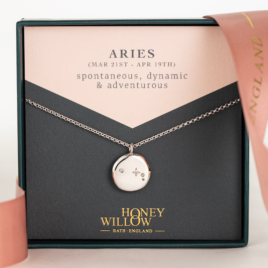 Aries Constellation Necklace - Diamonds & Silver