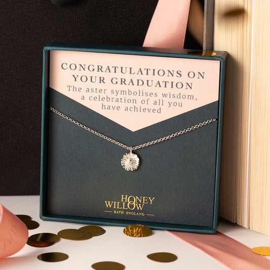 Necklace in a 'Honey Willow' box with a graduation message