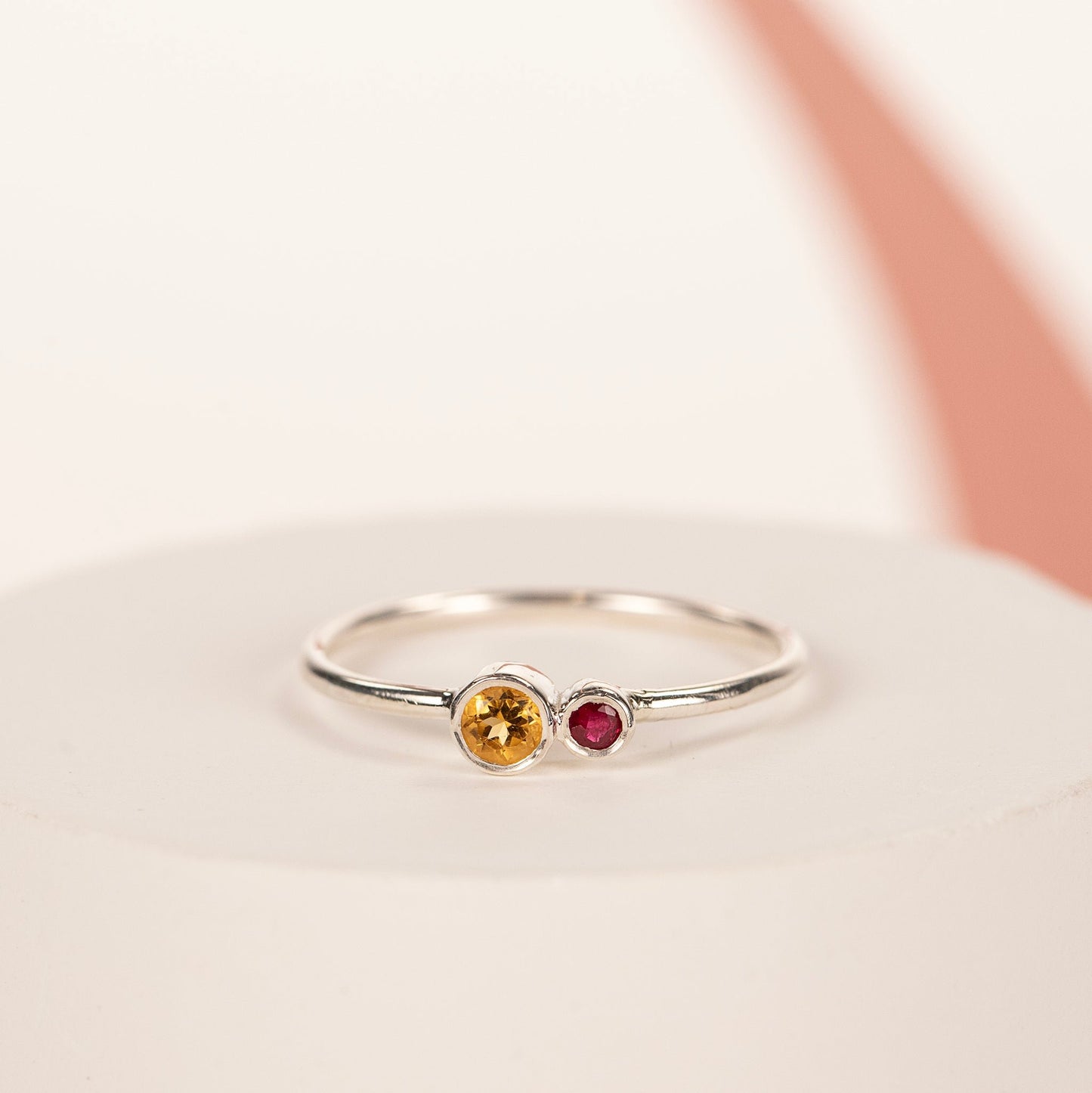 asymmetrical double birthstone ring