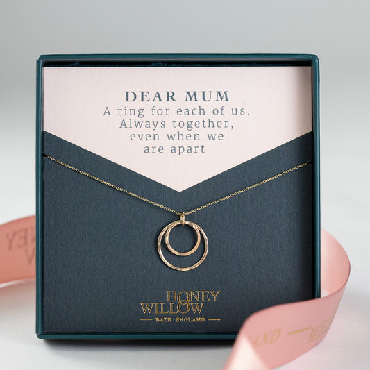 Mother Daughter Necklace for Mum - A Ring for Each of Us - Silver & Gold