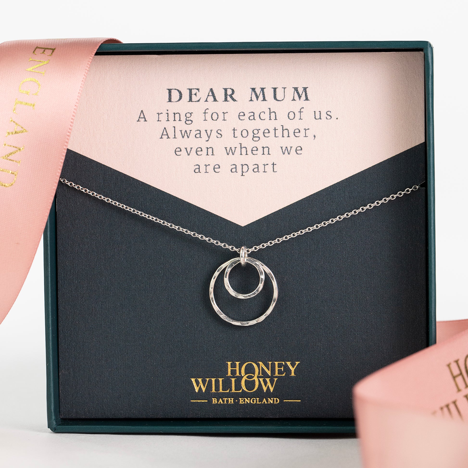 Mother Daughter Necklace for Mum - A Ring for Each of Us - Silver