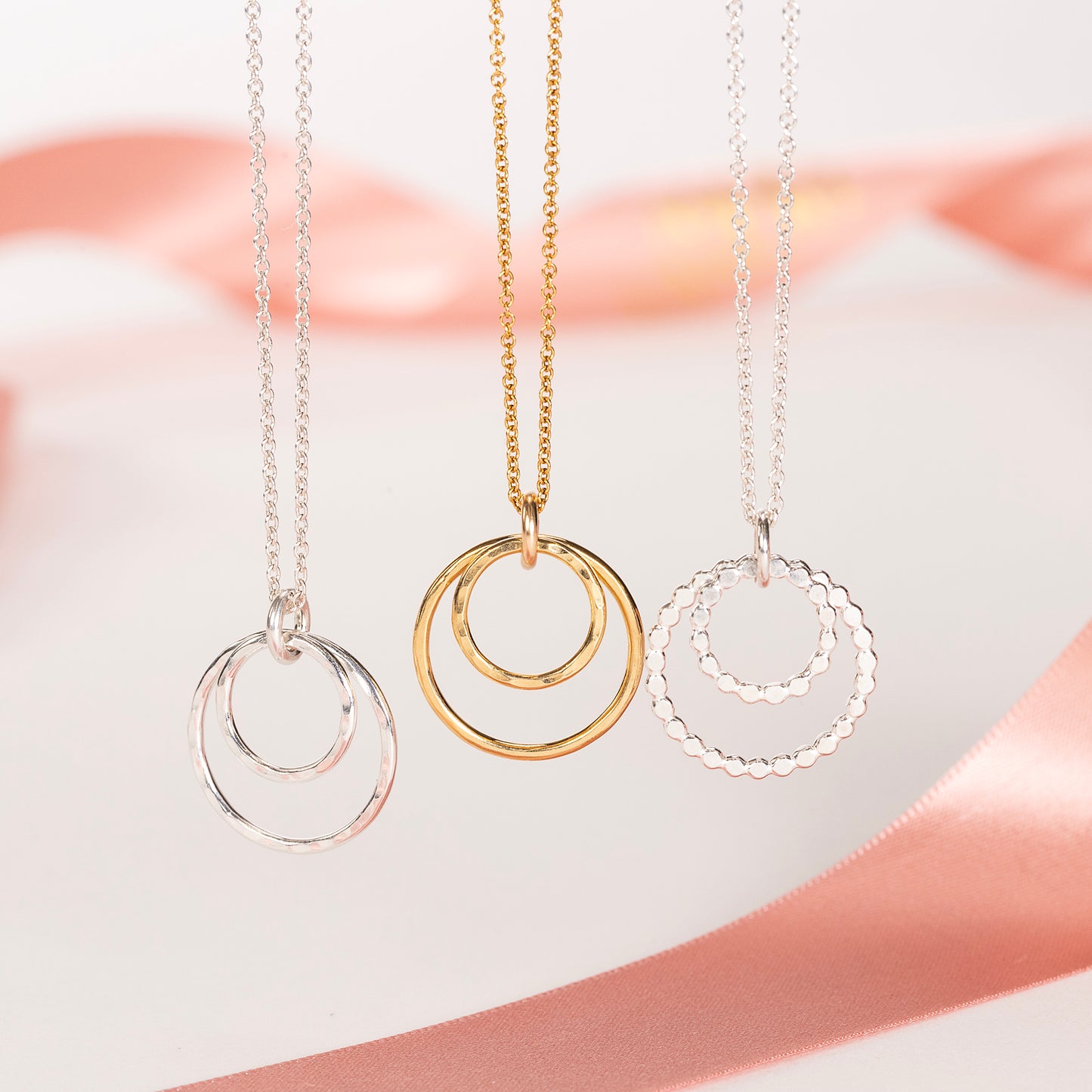 Mother Daughter Necklace for Daughter - Double Circle Necklace - Silver - Gold