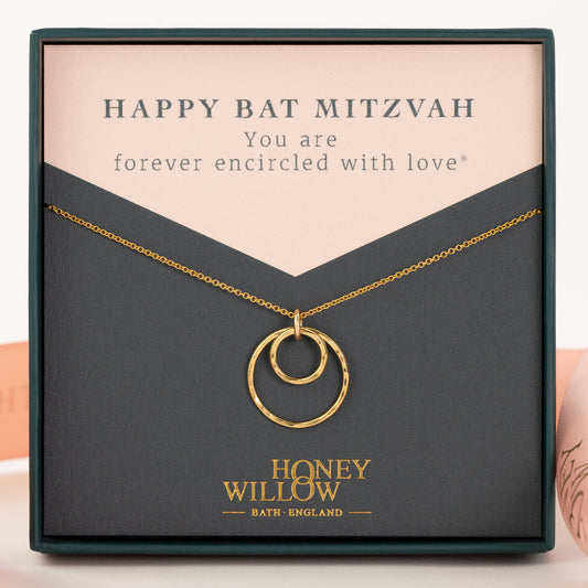 Gift for Bat Mitzvah - Forever Encircled with Love Necklace - Silver & Gold