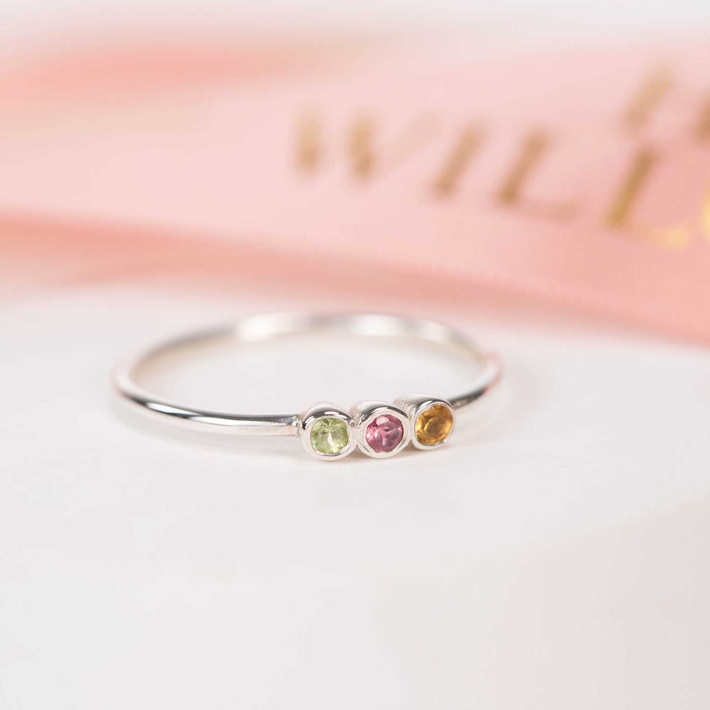 birthstone trio ring